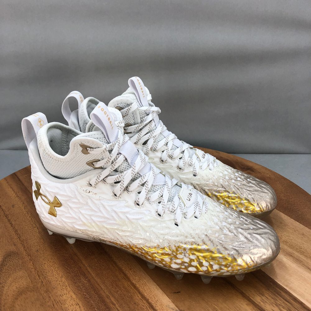 Under Armour White and Gold Athletic Shoes